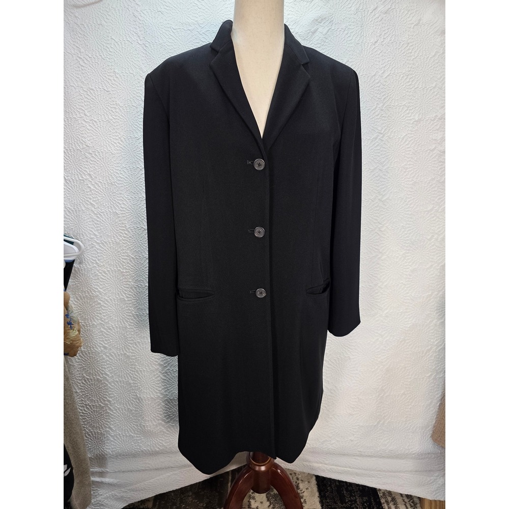 Lauren Ralph Lauren Walker Coat Womens 12 Black Good Vintage 90s Longline Blazer